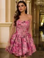 Magnificent A-Line Strapless Ruffles Short/Mini Corset Homecoming Dress