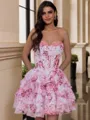 Mesmerizing A-Line Sweetheart Cascading Ruffles Short/Mini Corset Homecoming Dress