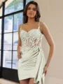 Glamorous Sheath Appliques Lace Short/Mini Silk Like Satin Corset Homecoming Dress