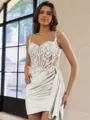 Glamorous Sheath Appliques Lace Short/Mini Silk Like Satin Corset Homecoming Dress