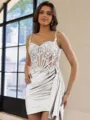 Glamorous Sheath Appliques Lace Short/Mini Silk Like Satin Corset Homecoming Dress