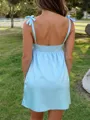Trendy A-line Straps Pleated Short/Mini Silk Like Satin Homecoming Dress