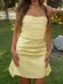 Hot Sheath Straight Pleated Short/Mini Silk Like Satin Homecoming Dress