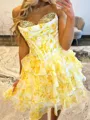 Pretty A-line Sweetheart Cascading Ruffles Short/Mini Corset Homecoming Dress