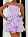Unforgettable A-line Straight Cascading Ruffles Short/Mini Corset Homecoming Dress