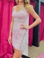 Classy Sheath V-Neck Beading Short/Mini Lace Corset Homecoming Dress