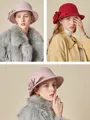 Ladies' Elegant Wool Silk Flower Floppy Hats