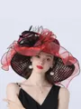 Ladies' Glamorous Organza With Silk Flower Beach/Sun Hats/Tea Party Hats