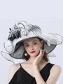 Ladies' Glamorous Organza With Silk Flower Beach/Sun Hats/Tea Party Hats