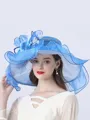 Ladies' Pretty Organza With Flower Floppy Hats/Beach/Sun Hats/Kentucky Derby Hats