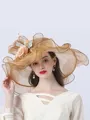 Ladies' Pretty Organza With Flower Floppy Hats/Beach/Sun Hats/Kentucky Derby Hats