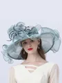 Ladies' Pretty Organza With Flower Floppy Hats/Beach/Sun Hats/Kentucky Derby Hats