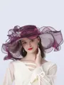 Ladies' Pretty Organza With Flower Floppy Hats/Beach/Sun Hats/Kentucky Derby Hats