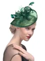 Ladies' Elegant Flax With Feather Tea Party Hats
