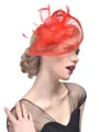 Ladies' Elegant Flax With Feather Tea Party Hats