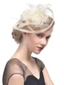 Ladies' Elegant Flax With Feather Tea Party Hats