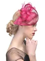Ladies' Elegant Flax With Feather Tea Party Hats