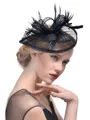 Ladies' Elegant Flax With Feather Tea Party Hats