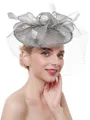 Ladies' Stunning Flax With Feather Tea Party Hats