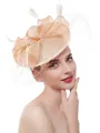 Ladies' Stunning Flax With Feather Tea Party Hats