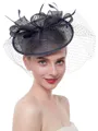 Ladies' Stunning Flax With Feather Tea Party Hats