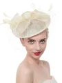 Ladies' Stunning Flax With Feather Tea Party Hats