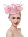 Ladies' Stunning Flax With Feather Tea Party Hats