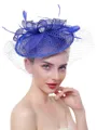 Ladies' Stunning Flax With Feather Tea Party Hats