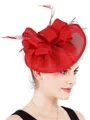 Ladies' Glamourous Flax With Feather Tea Party Hats