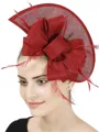 Ladies' Glamourous Flax With Feather Tea Party Hats