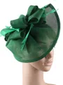 Ladies' Glamourous Flax With Feather Tea Party Hats