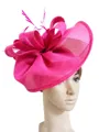 Ladies' Glamourous Flax With Feather Tea Party Hats