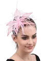 Ladies' Gorgeous Flax With Feather Tea Party Hats