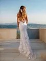 Flattering Trumpet/Mermaid Spaghetti Straps Sleeveless Court Train Lace Wedding Dress