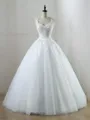 Ball-Gown Princess Sweetheart Sleeveless Floor-Length Tulle Elegant Wedding Dress With Applique