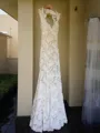 Sheath/Column V-Neck Sleeveless Chic Court Train Lace Wedding Dress