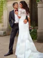 Trumpet/Mermaid Off-the-Shoulder 1/2 Sleeves Court Train Show-stopping Lace Wedding Dress
