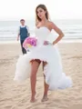 A-line Sweetheart Sleeveless Delicate Asymmetrical Organza Wedding Dress