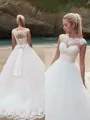 Ball-Gown Princess Bateau Sleeveless Court Train Regal Tulle Wedding Dress