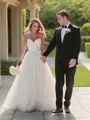 Ball-Gown Princess Opulent Sweetheart Sleeveless Sweep Train Tulle Wedding Dress