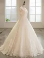 Ball-Gown Princess Off-the-Shoulder 1/2 Sleeves Floor-Length Tulle Glamorous Wedding Dress With Applique