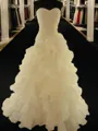 Ball-Gown Exquisite Sweetheart Sleeveless Court Train Organza Wedding Dress With Ruffles