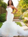 Trumpet/Mermaid Sweetheart Sleeveless Court Train Open Back Seductive Organza Wedding Dress