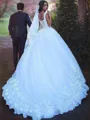 Resplendent Ball-Gown Princess Sweetheart Sleeveless Sweep Train Tulle Wedding Dress With Lace