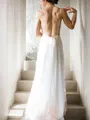 A-line Spaghetti Straps Sleeveless Sweep Train Chiffon Trendy Wedding Dress With Ruffles