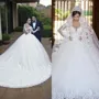Ball-Gown Princess Off-the-Shoulder Long Sleeves Chapel Train Dreamy Tulle Wedding Dress