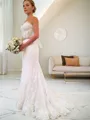 Sheath/Column Sweetheart Sleeveless Sweep Train Perfect Lace Wedding Dress With Beading