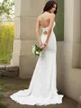 Trumpet/Mermaid Scoop Glamorous Sleeveless Sweep Train Stretch Crepe Wedding Dress With Ruched