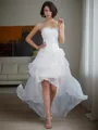 A-line Sweetheart Sleeveless Asymmetrical Delicate Organza Wedding Dress With Beading