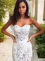 Trumpet/Mermaid Sweetheart Sleeveless Court Train Sophisticated Lace Wedding Dress With Applique